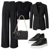 Črna Volneni Blejzerji outfiti za dame image