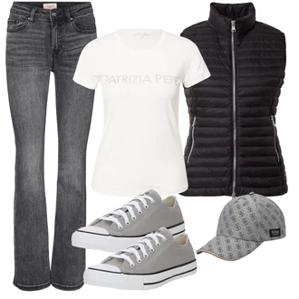 outfit mit Siva/Svetlo siva Pokrivalo/Snapback kapa Guess "Pomladanski Outfit"