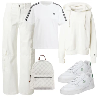 outfit mit Zelena/Bela/Krem Srajca & majica velike velikosti/Bluza velika velikost Adidas Originals "Pomladanski Outfit"