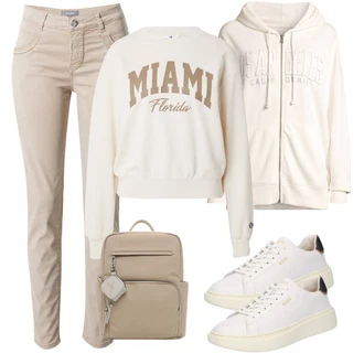 Lyocel outfit mit Bež/Rjava/Khaki Slim Hlača/Jeggings/Hlače Za Prosti Čas/Hlača z Razporkom/Skinny Hlače/Keper Hlača MOS MOSH "Pomladanski Outfit"