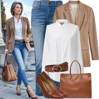 Classy outfits mit Modra/Svetlo modra Ravne Kavbojke/Ženske 7/8 Kavbojke/Gležnarji/Capri Kavbojke/Odrezane Kavbojke/Dad Kavbojka/Girlfriend Kavbojke/Kavbojke Visokega Pasu/Kavbojke z Razporkom/Mom Jean/Regular Fit Kavbojke/Moška Usnjena Jakna/Vintage Kavbojke/Zimska jakna Polo Ralph Lauren "Popolne obleke za ženske nad 50 let"
