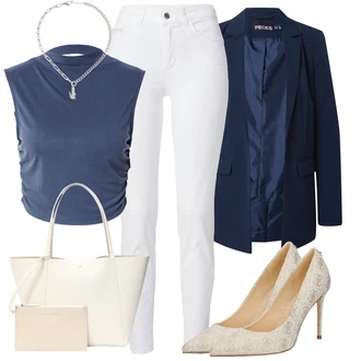 outfit mit Siva/Bela/Srebrna Fine verižica/Ogrlica Lacoste "Poslovna oblačila"