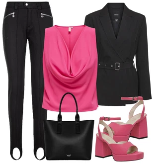 outfit mit Roza Moški čevlji/Majica brez rokavov/party Majica/Slap-izrez majica/Zgornji del bluze Only "Poslovna oblačila"