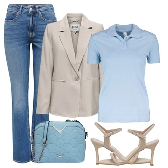 outfit mit Svetlo modra/Modra Moška majica/Šiškata Kavbojka/Kavbojke z Razporkom/Kavbojka z Nizkim Pasom Only "Poslovna oblačila"