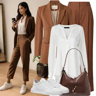 Outfiti Za Zabave Lahke mit Črna/Rjava/Bela/Oranžna bewear "Rjava Športni Kostumski Videz"