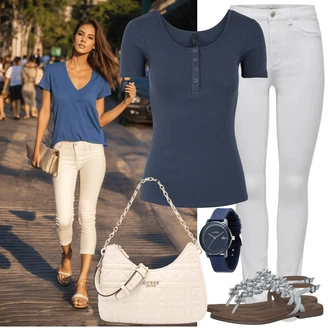 Outfit s Modrá/Tmavě modrá/Světle modrá Řetízkové hodinky/Baterie hodinek/Řemínek pro hodinky/Nástroj pro hodinky/Sportovní doplněk Lacoste "Hezký letní vzhled"