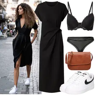 Old Money Outfit sa Crna/Siva Haljina Veći Broj Edited "Lijepi ljetni look"Look: Preodjeven, Rad, 20-ih godina, Old Money, Elegantan, Šik