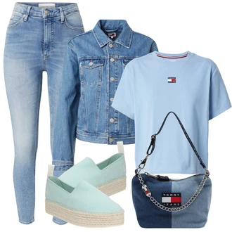 outfit mit Svetlo modra/Turkizna/Zelena Plata Espadrila/Mula espadrila/Poletne superge Calvin Klein Jeans "Sodobni Pomladni putfit"