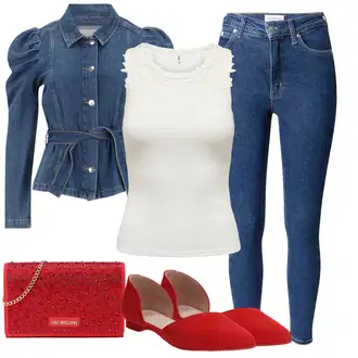 outfit mit Krem/Bela Čipkasti top/Moški čevlji/Pleteni vrh/party Majica/Grafična majica Only "Sodobni Pomladni putfit"