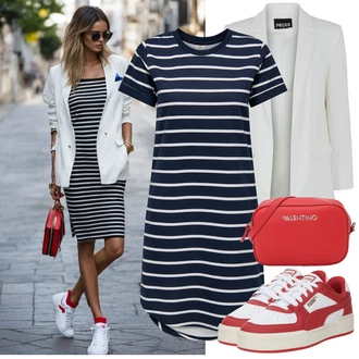 Outfit s Tmavě modrá Žerzejové Šaty/Tričkové šaty/Pouzdrové Šaty JdY "Letní oblečení"