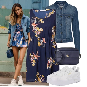 Lehké Outfit s Tmavě modrá Pouzdrové Šaty/Šaty s Kapsou/Ležérní Šaty/Šaty S Potiskem/Letní Šaty/Šaty Bez Rukávů About You "Lehký outfit"