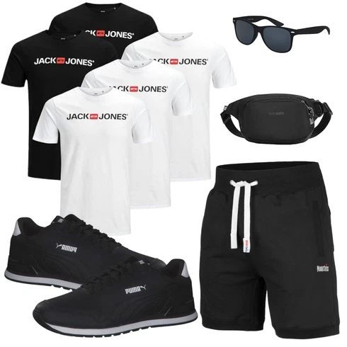 Schwarz/Beige Sweatshorts/Baggy Short/Musselin Shorts/Kurze Hose Mount Swiss kombinieren