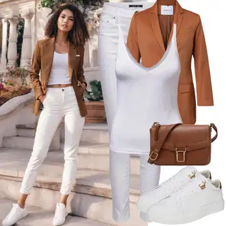 Outfit sa Tamnosmeđa/Smeđa Oversize Sako/Sako Jakna/Kožna Jakna za Muškarce/Kožna Jakna za muškarce/Elegantni Sako/Boyfriend Sako/Kožna Jakna/Pleteni Sako Pieces "Stilski odijelo odijela"