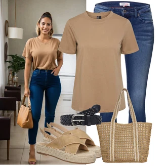 Outfit s Béžová/Hnědá Espadrille sandál/Espadrille pantofle About You "Módní letní vzhled"