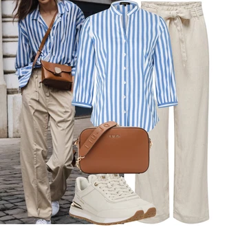 Djeveruša Outfit sa Bež/Smeđa/Kaki Lanene Hlače/Tradicionalna Hlača/Pidžama Hlača/Paperbag Hlača/Hlače od muslina/Hlača za Plažu JdY "Lagana odjeća"