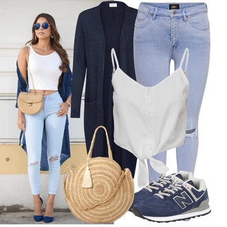 Zapínání na knoflíky Outfit s Šedá/Hnědá/Bílá/Krémová Tričko & Top Bustierový Top/Krátký top/Halenka Bez Rukávů/Pánské boty/Top Se Špagetovými Ramínky/Košilový top Only "Stylový vzhled pro volný čas"