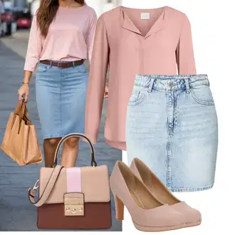 so sponou Outfit s Růžová Blůza s knoflíčkem/Slip-on Halenka/Halenkový Top/Kožená bunda/Halenka se Stojatým Límcem/Halenkové Body/Hedvábná Halenka/Halenka s Dlouhým Rukávem/Tunikové Tričko/Jednobarevná Halenka/Dlouhá Halenka Vila "Hezký letní vzhled"