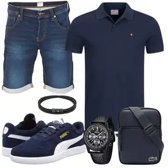 Sommer Outfits Trendige mit Blau/Dunkelblau/Hellblau Jeans Short/Bermuda Mustang "Summer Outfit"Look: Casual, Classic, Trendige, Coole, Moderne, Schön, Premium