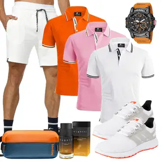 Slim fit Outfit mit Dunkelblau/Weiß/Creme Sweatshorts/Baggy Short/Mesh Short/Kurze Hose/Musselin Shorts/Leinen-short/Bermuda Indicode "Summer Outfit"