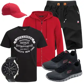 Groß Outfit mit Zip Hoodie/Sport Hoodie/Pullover mit Reißverschluss/KapuzenPullover Redbridge "Summer Outfit"