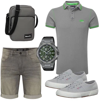 Old Money Outfit mit Khaki/Grau/Braun/Dunkelgrün Jeans Short/Bermuda/Musselin Shorts/Kurze Hose/Chino Shorts Indicode "Summer Outfit"Look: Classic, Uni, Büro, Stil, Coole, Smart Casual, Bad Taste, Moderne, Italienische, Nahtlos, Unisex, Löwe, Old Money
