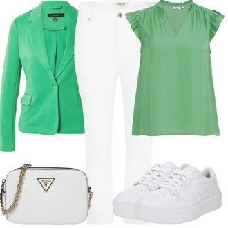 Outfit sa Bijela/Krem Tenisica s platformom/Niska Tenisica Jordan "Outfit za odmor"