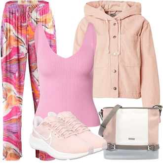 Manšestr Outfit s Růžová Vintage Bund/Bunda s Kapucí/Krátký Bund/Manšestrová Bunda/Jarní bunda/Krátký Bund/Přechodné Bundy/Udržitelná bunda Only "Letní vzhled pro módní ženy"