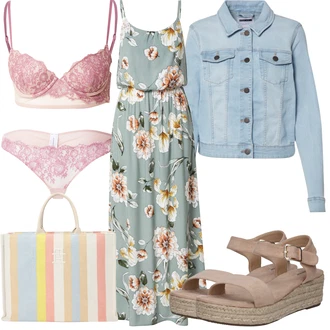 Slavnostní Outfit s Světle Modrá/Hnědá/Modrá/Světle zelená Maxi Šaty/Dlouhé Letní Šaty/Šaty s laclem/Boho Letní Šaty/Šaty S Potiskem/Plážové Šaty Only "Letní vzhled pro módní ženy"Look: Rad, Emo, Boho, Hippie, Pro Dům, Mom, Romantický, Univerzitní, Slavnostní