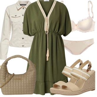 Outfit s Hnědá/Béžová/Oranžová/Bílá/Khaki Jarní bunda/Manšestrová Bunda/Košilová bunda/Džínové Bund/Krátký Bund/Krátké Džínové Bundičky/Vintage Bund/Letní Bund Only "Letní vzhled pro módní ženy"