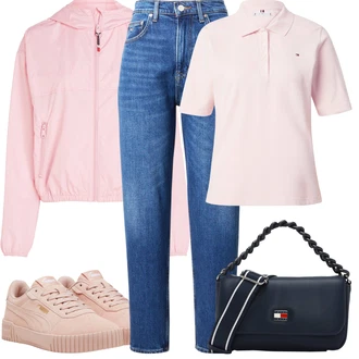 Outfit s Fialová/Růžová Polo Tričko Tommy Hilfiger "Letní vzhled pro módní ženy"