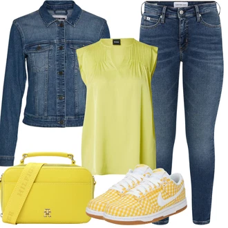 Outfit sa Plava/Tamnoplava/Svjetloplava Kožna Jakna/Termo Traperice/Traperice s Prorezom/Ženske Traperice 7/8 Dužine/Capri Traperice/Traperice Slim Kroja/Slip-on Traperice/Čizma do Gležnja/High Waist Traperice/Kožne Cipele/Push-up Traperice/Zimska jakna/Skraćene Traperice Calvin Klein Jeans "Ljetna odjeća"