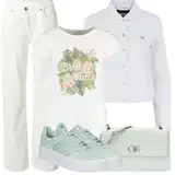 Lněné uvolněné džíny outfity image
