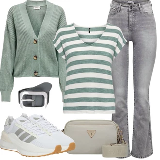 Outfity pro léto s Sv?tle ?edá/?edá Pánské tri?ko/Zvonové D?íny/D?íny s Rozparkem/Ko?ená Pánská Bund Only "Letní vzhled pro módní ?eny"