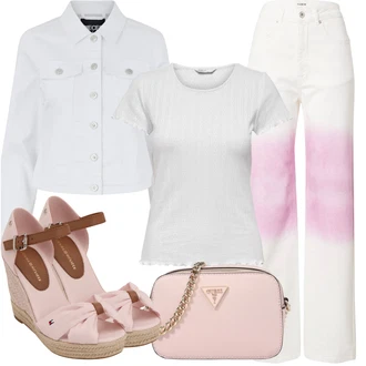 Vysoké Podpatky Outfit s Růžová Espadrilka s klínovým podpatkem/Sandál na klínku/Bota Na Klínku/Dámská lodička na klínovém podpatku/Letní Bota/Lodička na klínku Tommy Hilfiger "Letní vzhled pro módní ženy"