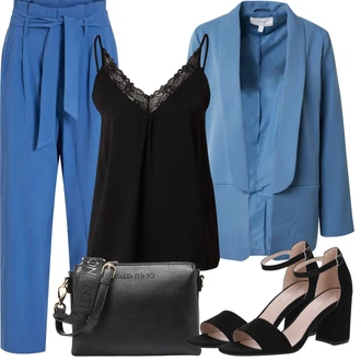 Vysoké Podpatky Outfit s Černá/Béžová Sandál Na Podpatku/Přezková bota/Podpatek na klínku/Platform Sandal/Sandály na hřídeli/Semiortopedická bota About You "Letní vzhled pro módní ženy"