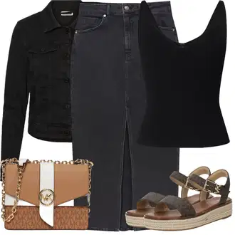 Outfity pro léto s Černá/Světle šedá/Tmavě šedá/Tmavě modrá Džínová vintage Sukně/Moderní Sukně/90tá Léta Sukně/Sukně do Délky Lýtka/Džínová Sukně Pull&Bear "Letní vzhled pro módní ženy"