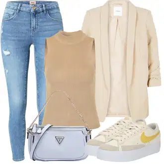 Outfit sa Žuta/Crvena/Smeđa Tenisica s platformom/Ljetna Tenisica/Skate cipela/Platnena Tenisica/Vintage Tenisica/Niska Tenisica Nike Sportswear "Outfit za odmor"