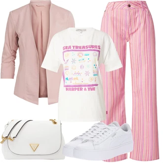 80tá léta Outfit s Růžová Džín s Širokou Nohavicí/Plisované Džíny/Džíny Culottes harper & yve "Letní vzhled pro módní ženy"Look: Styl, 80tá léta, 90tá léta, Italský, Old Money