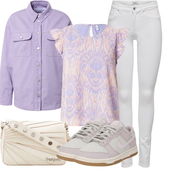 Outfit s Fialová/Modrá Barevná košile/Košile s krátkým rukávem Only "Letní vzhled pro módní ženy"