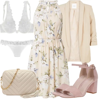 Zapínání na knoflíky Outfit s Khaki/Béžová/Bílá/Hnědá Šaty S Potiskem/Letní Šaty/Šaty s výstřihem Vila "Letní vzhled pro módní ženy"