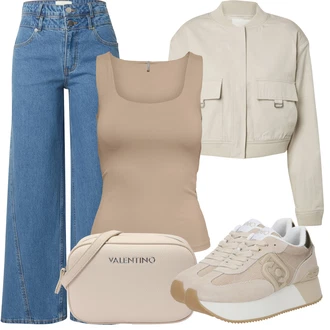 Len Outfit s Modrá/Světle modrá Džín s Širokou Nohavicí/Vintage džíny/Džíny Volného Střihu/Džíny Culottes/High Waist Džínové Kalhoty Leger by Lena Gercke "Letní vzhled pro módní ženy"