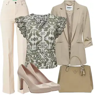 Outfit sa Zeleno/Tamnozelena Bluza Dječja igračka/Bluza s Printom/Bluza Vrh/Carmen Bluza/Bluza Kratkih Rukava/Bluza s Uzorkom/Crash Bluza/Izvanredna Bluza Only "Outfit za odmor"