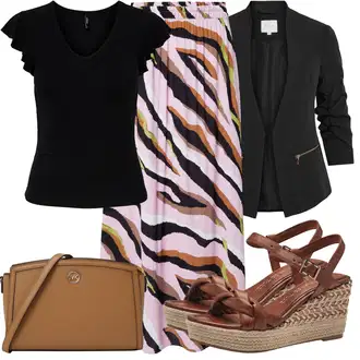 A-kroj Outfit sa Šareno/Pink/Zeleno Suknja/Kratke hlače velike veličine/Haljina Veći Broj/Hlača Velika Veličina/Kupaći Kostim Za Veću Veličinu/Tunika JdY "Outfit za odmor"Look: Lagano, Rad, Rap, A-kroj, Jazz, Talijanski, Prekrasan, Old Money