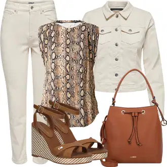 Outfit sa Smeđa/Bež/Kaki Termo Traperice/Traperice s Prorezom/Sužene Traperice/Ženske Traperice 7/8 Dužine/Skraćene Traperice/Kožna Jakna/Mom Jean/Capri Traperice/Čizma do Gležnja/High Waist Traperice/Kožne Cipele/Traperice Standardnog Kroja/Traperice Slim Kroja Only "Outfit za odmor"