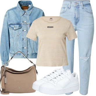 Kombinacije za ljeto sa Svjetloplava/Plava Boyfriend Jeans/Skraćene Traperice/Dad Traperice/Girlfriend Traperice/High Waist Traperice/Traperice s Prorezom/Traperice s Rupom/Mom Jean/Kožne jakne/Sužene Traperice/Vintage traperice levi's ® "Outfit za odmor"