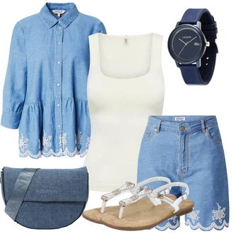 Outfity pro léto s Modrá/Světle modrá Vintage džíny/Džíny Culottes/Navlékací džíny Only "Letní vzhled pro módní ženy"