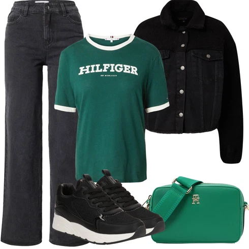 Kombinace Tmavě šedá/Tmavě modrá/Světle šedá/Šedá/Khaki Kalhoty Bootcut/Manšestrové Kalhoty/Kalhoty se Štěrbinou/Rovná Kalhoty/Twillová Kalhoty/Široká Kalhoty/Boyfriend Kalhoty/Rozšířená Kalhoty florence by mills exclusive for about you kombinovat s Černá Manšestrová Bunda/Krátký Bund/Krátký Bund Only