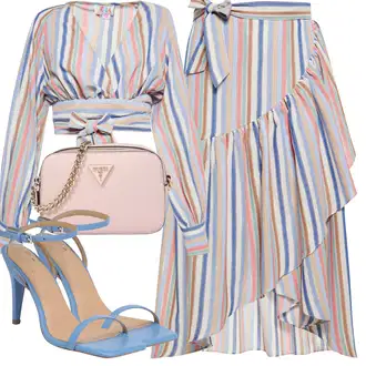 Svatovski gost Outfit sa Svjetloplava cipela s remenom/Salonka & Visoki Pet/Sandala na Petu/Salonka s Kopčom/Sandala s vratilom/Sandala s petom Karolina Kurkova Originals "Outfit za odmor"