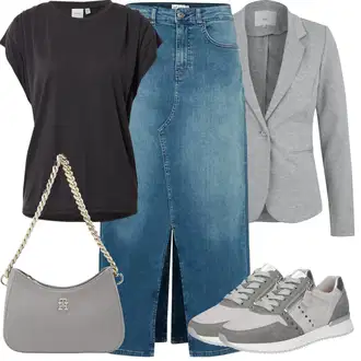 A-kroj Outfit sa Plava/Svjetloplava Suknja/Kratke hlače velike veličine/Hlača Velika Veličina/Haljina Veći Broj Ichi "Outfit za odmor"Look: Rap, Stil, A-kroj