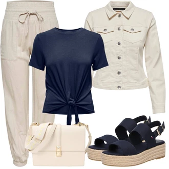 Outfit s Hnědá/Béžová/Oranžová/Bílá/Khaki Jarní bunda/Manšestrová Bunda/Košilová bunda/Džínové Bund/Krátký Bund/Krátké Džínové Bundičky/Vintage Bund/Letní Bund Only "Letní vzhled pro módní ženy"